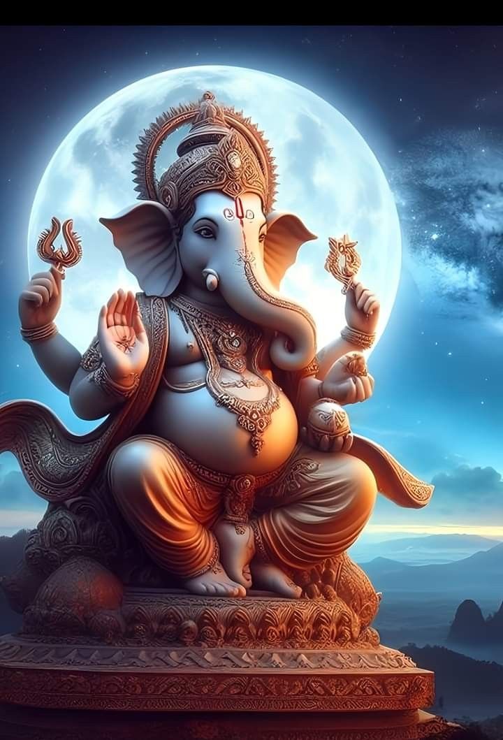 Lord Ganesha under the full moon.