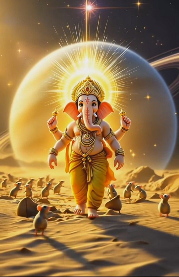 Lord Ganesha amidst cosmic universe