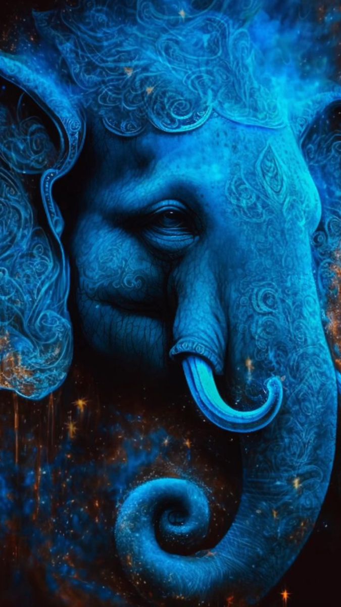 Blue cosmic Ganesha head wallpaper