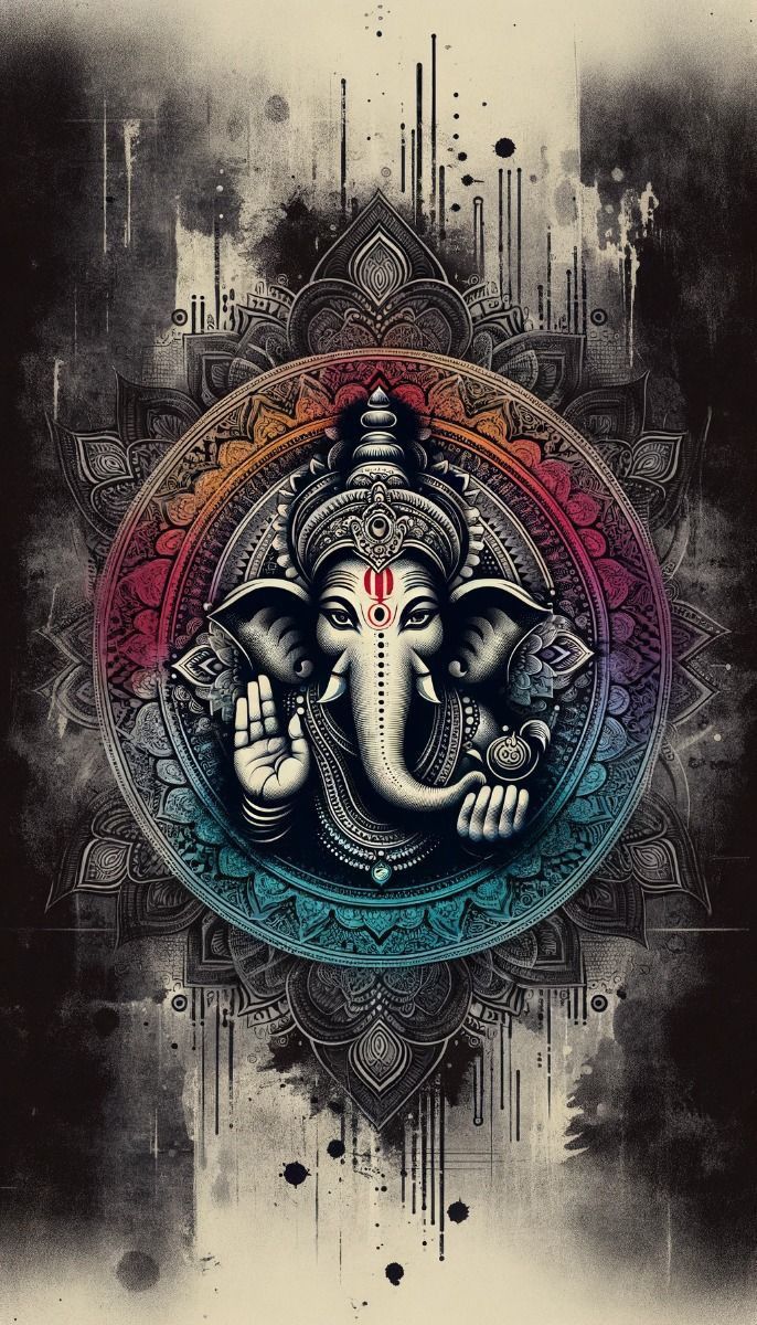 Colorful Ganesha mandala wallpaper phone
