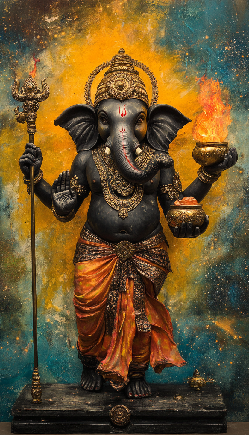 Lord Ganesha with cosmic background