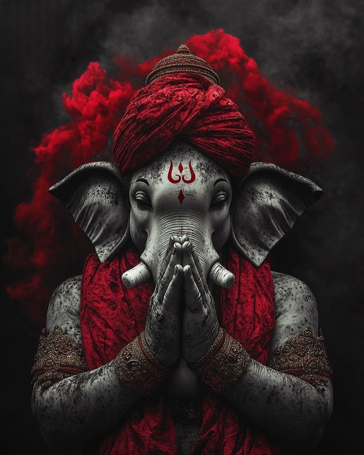 Lord Ganesha in prayerful pose