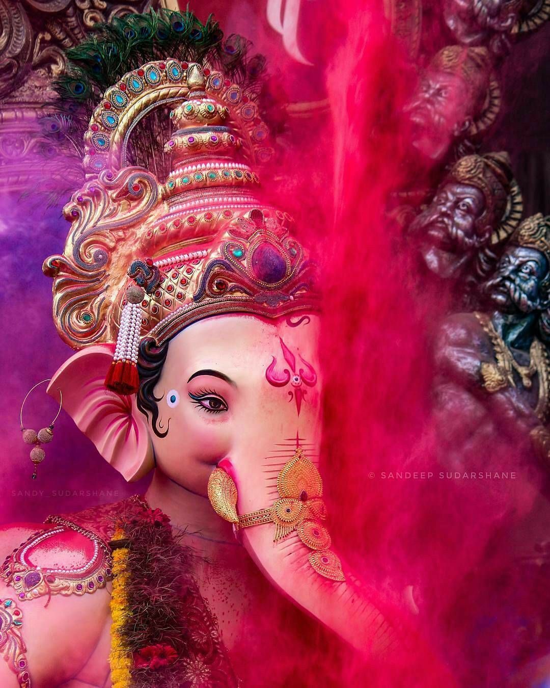 Lord Ganesha in floral adornments