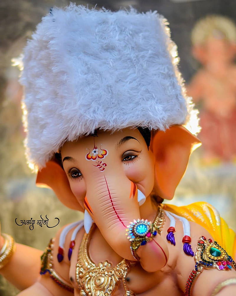 Close-up of adorned Lord Ganesha face