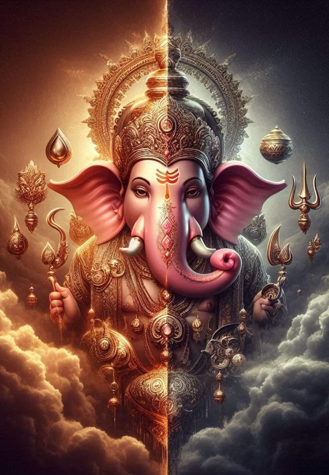 Divine Ganesha split image wallpaper