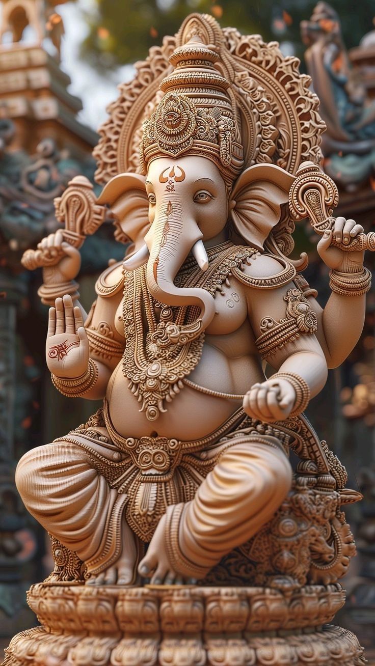 Lord Ganesha detailed statue devotional image