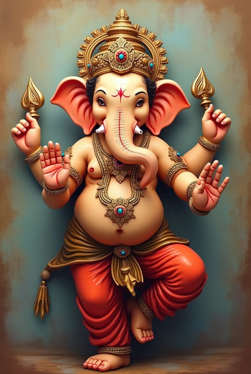 Lord Ganesha bestows blessings upon devotees.