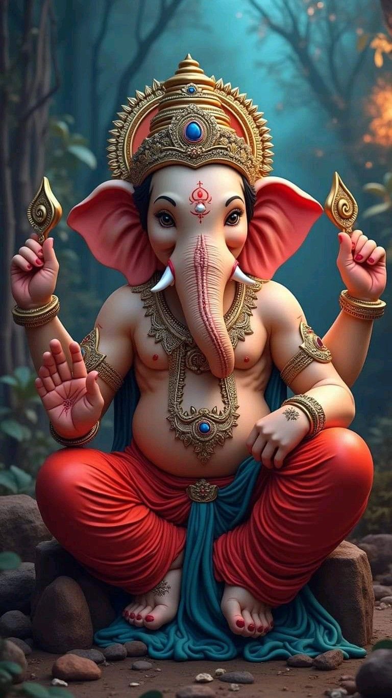 Lord Ganesha in vibrant detail.