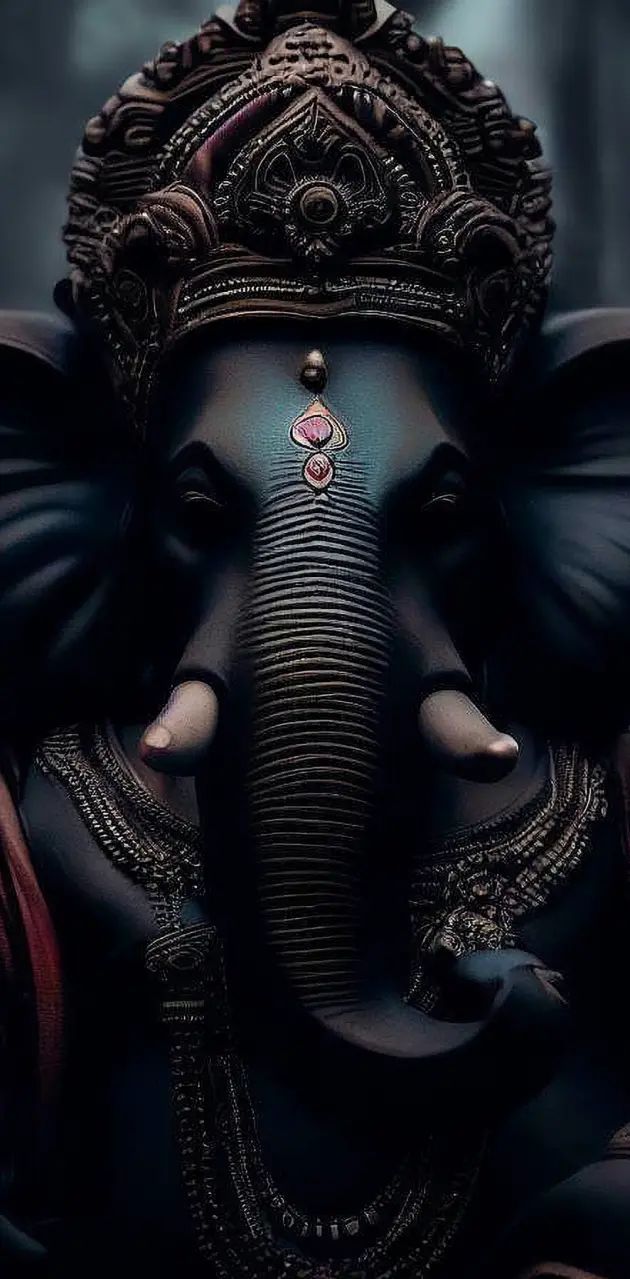 Close-up of Lord Ganesha\'s serene face.