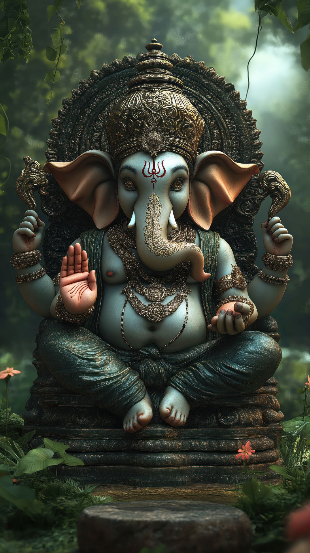 Ganesha amidst lush forest greenery