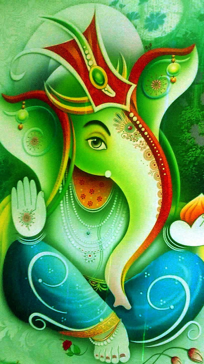 Emerald Ganesha offering a blessing