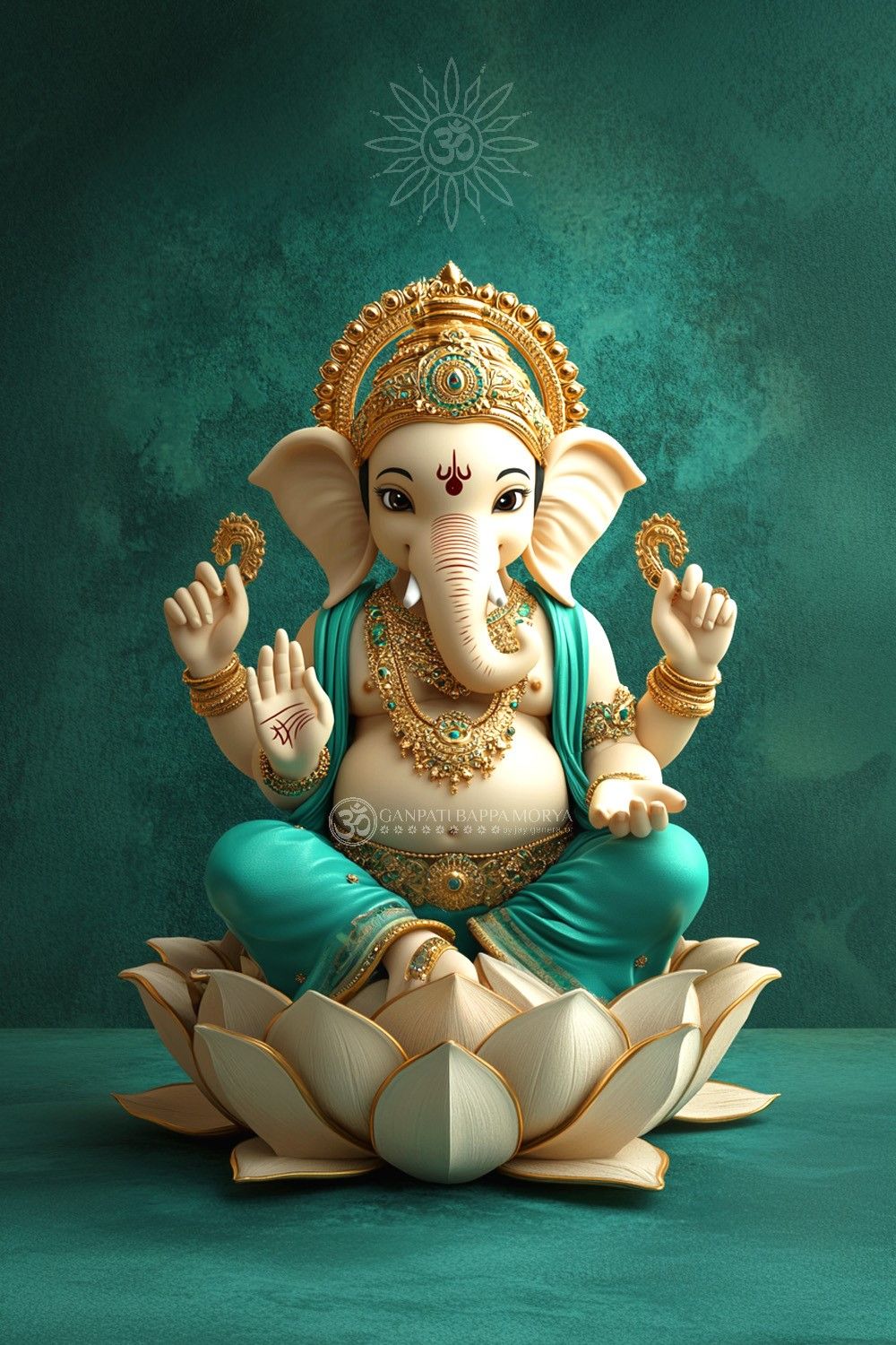 Ganesha seated on a lotus flower
