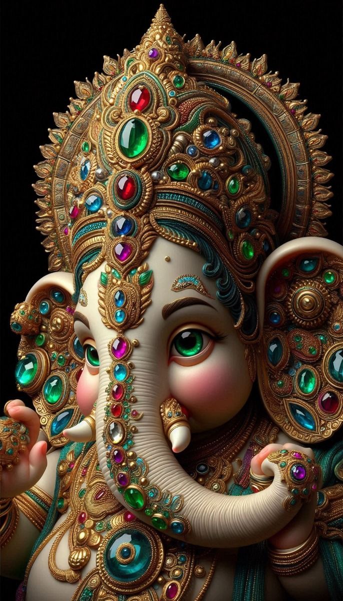 Close-up of divine Ganesha face.