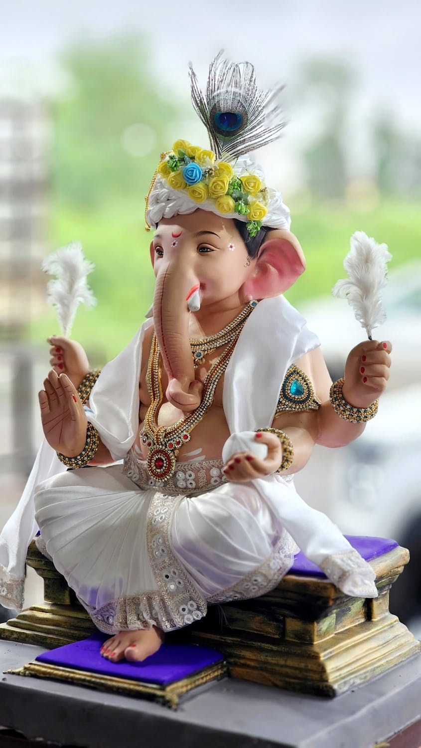 Floral Ganpati Bappa blessed image