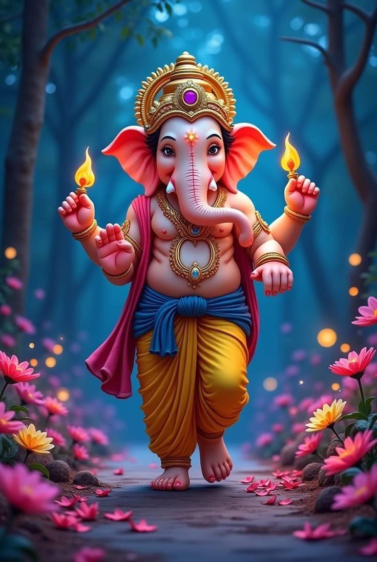 Lord Ganesha in a forest setting