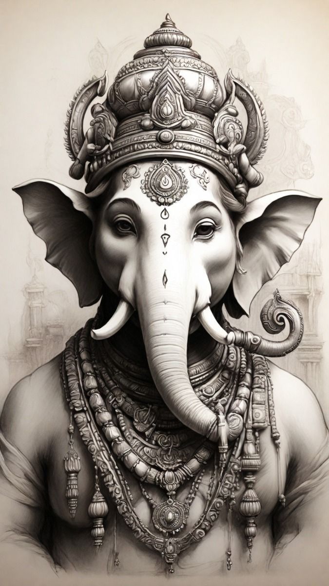 Detailed portrait of Lord Ganesha.
