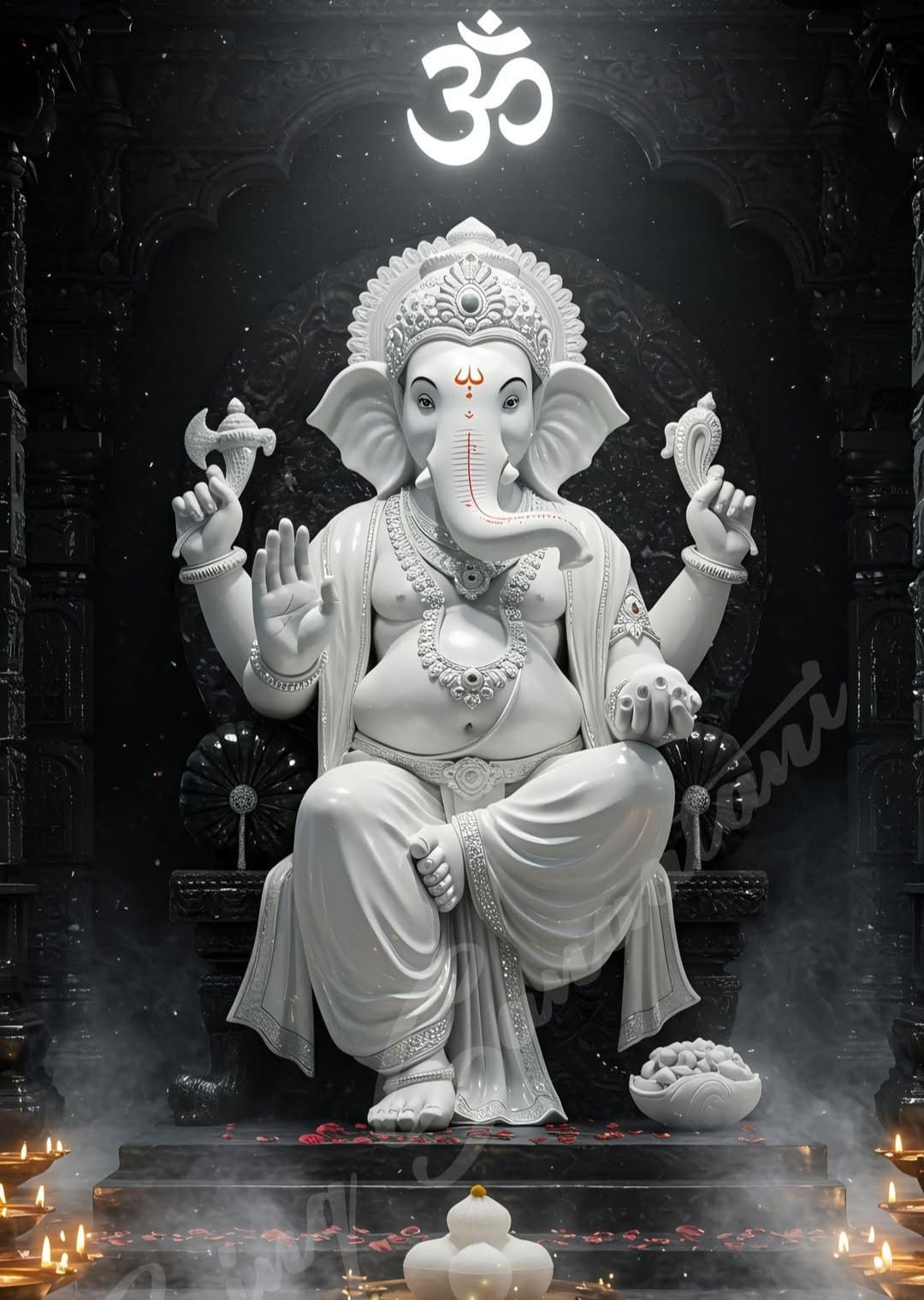 Lord Ganesha statue with Om symbol