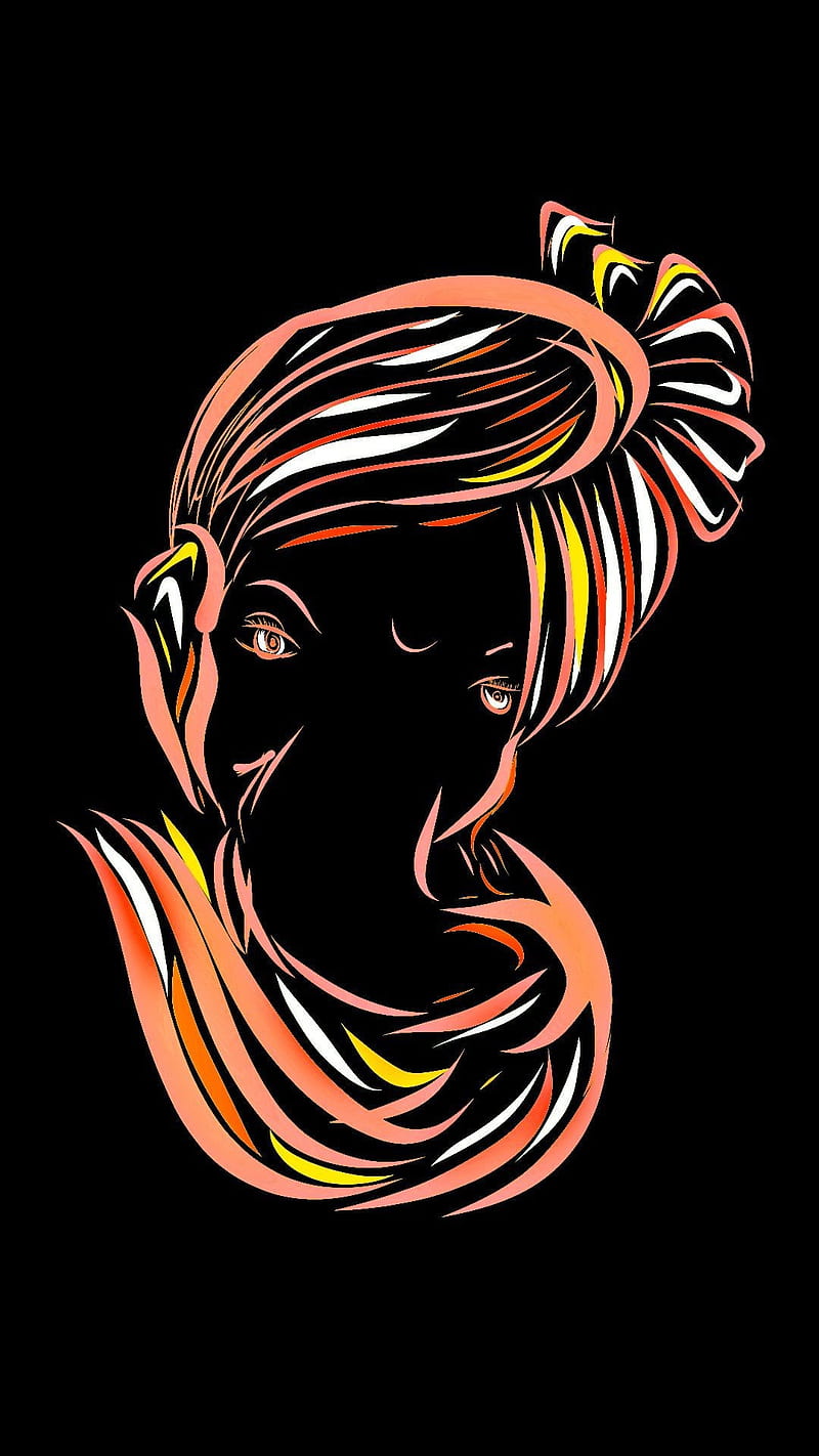 Abstract Ganesha portrait digital artwork.
