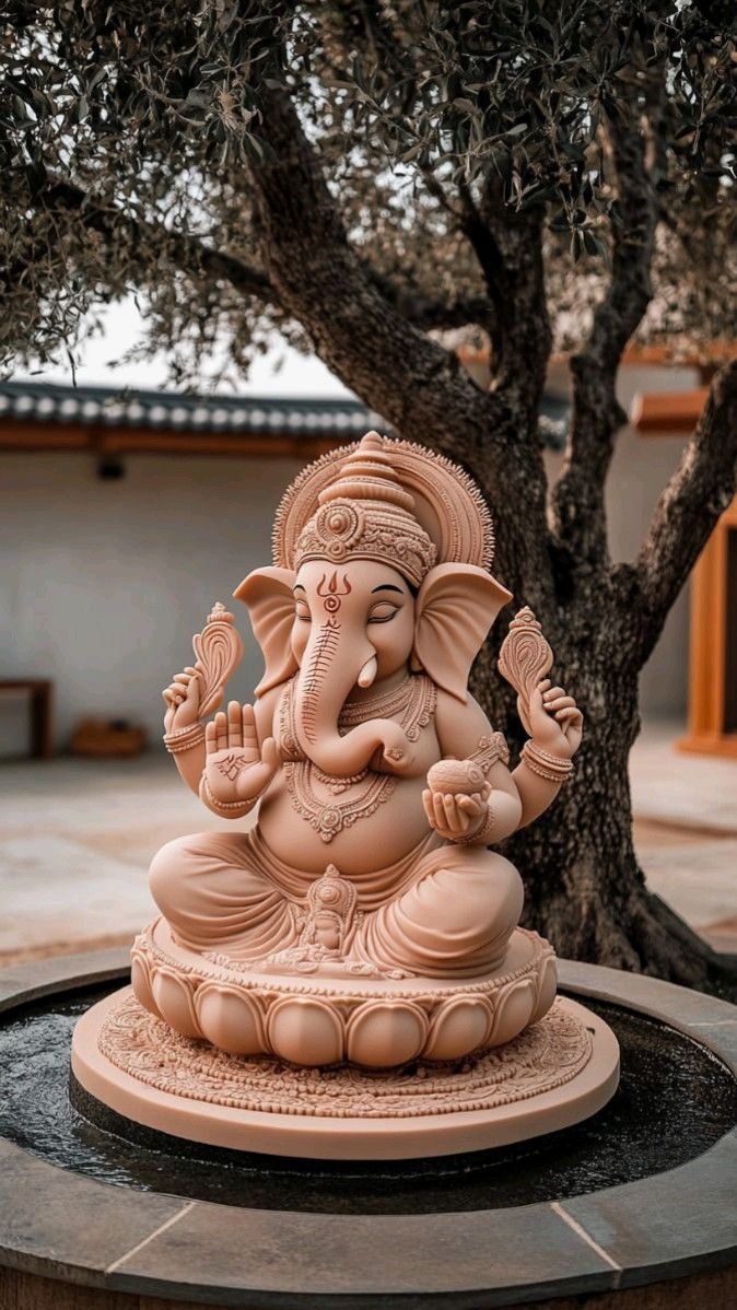 Ganesha statue in a peaceful garden