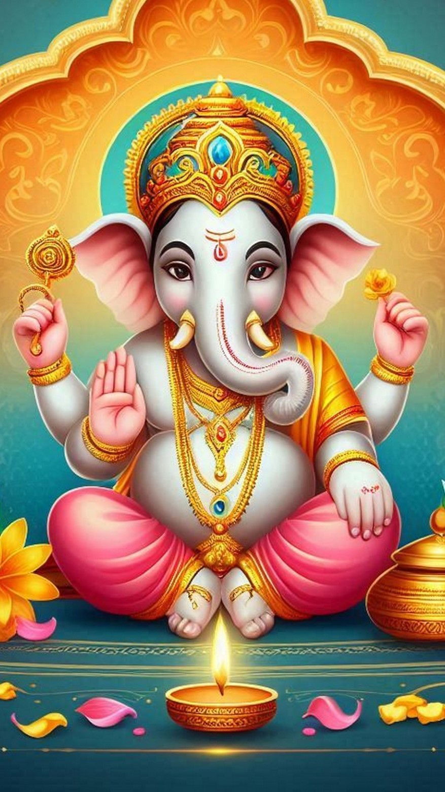 Lord Ganesha blessing with modak