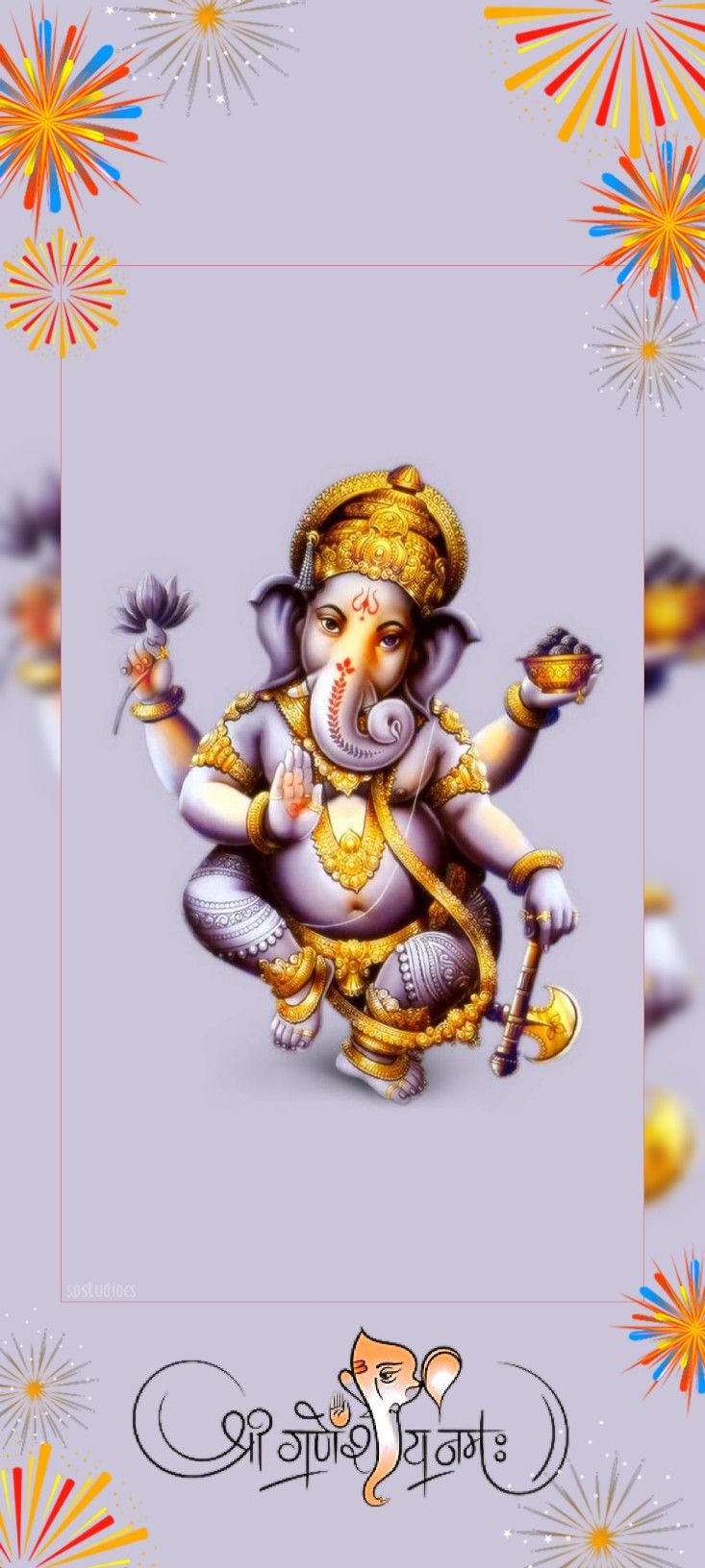 Lord Ganesha with modak and lotus