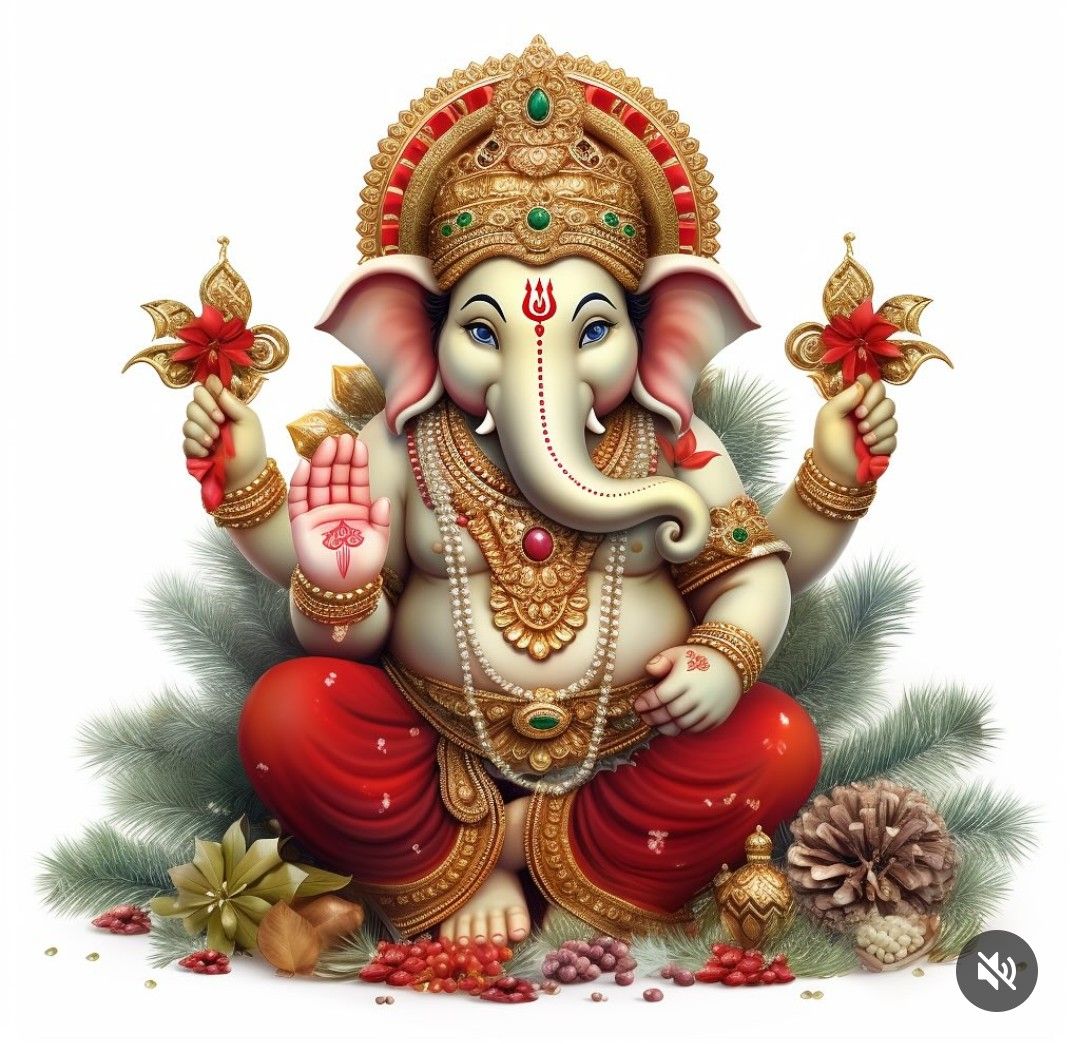 Lord Ganesha amidst vibrant flowers