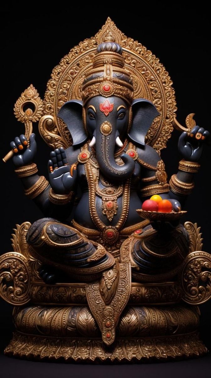 Golden Ganesha statue, blessings and prosperity