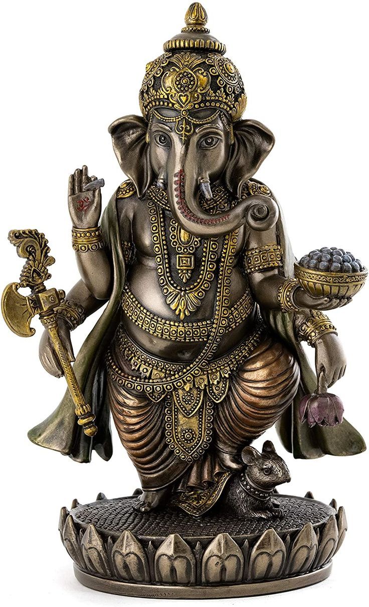 Lord Ganesha statue with modak and mouse