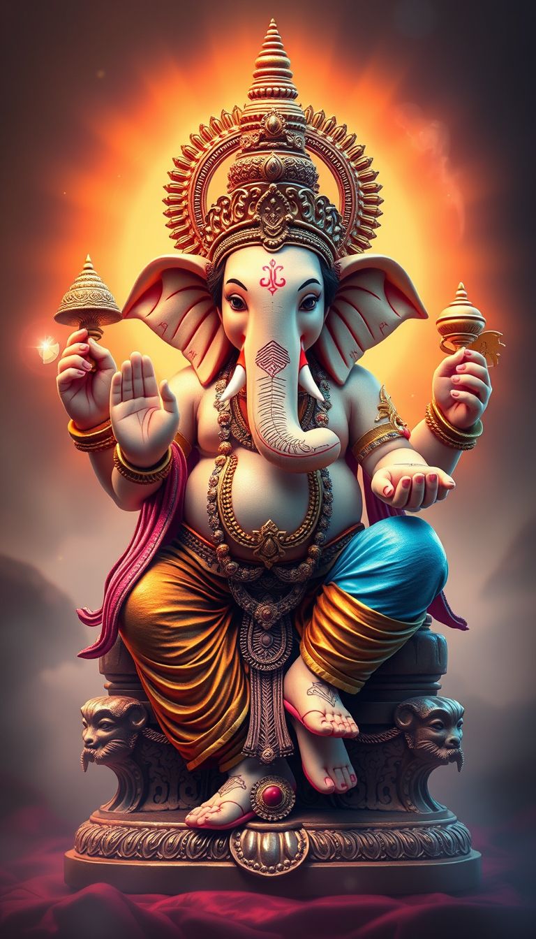 Lord Ganesha showering blessings.