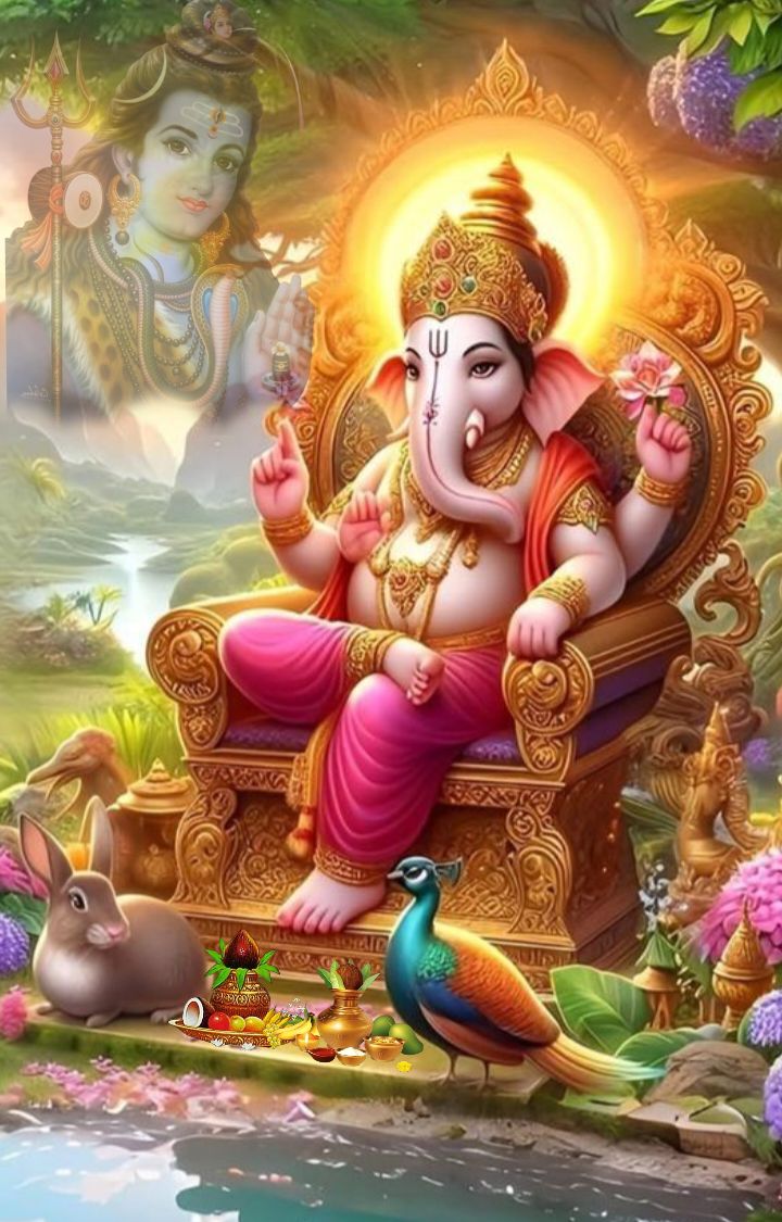 Lord Ganesha seated on a throne