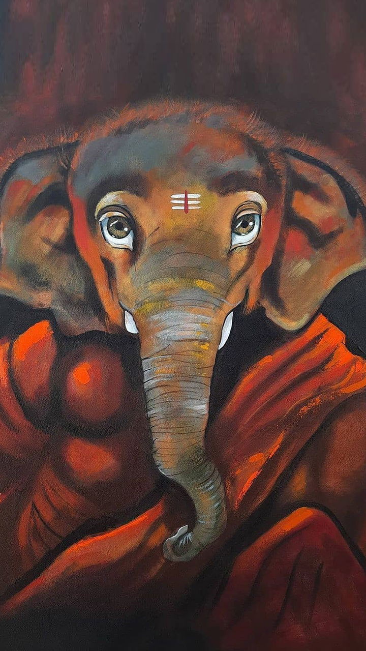 Ganesha portrait painting gentle eyes