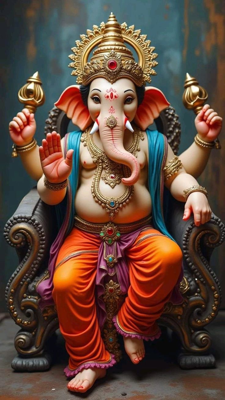 Lord Ganesha seated on a throne
