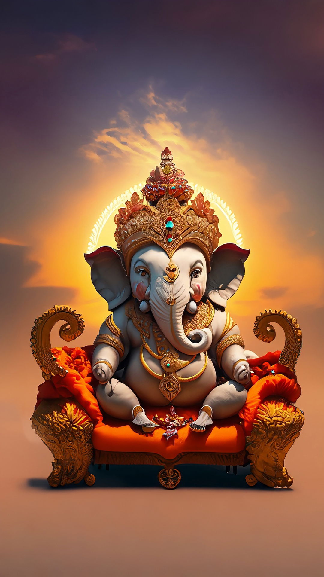 Lord Ganesha seated on a throne.