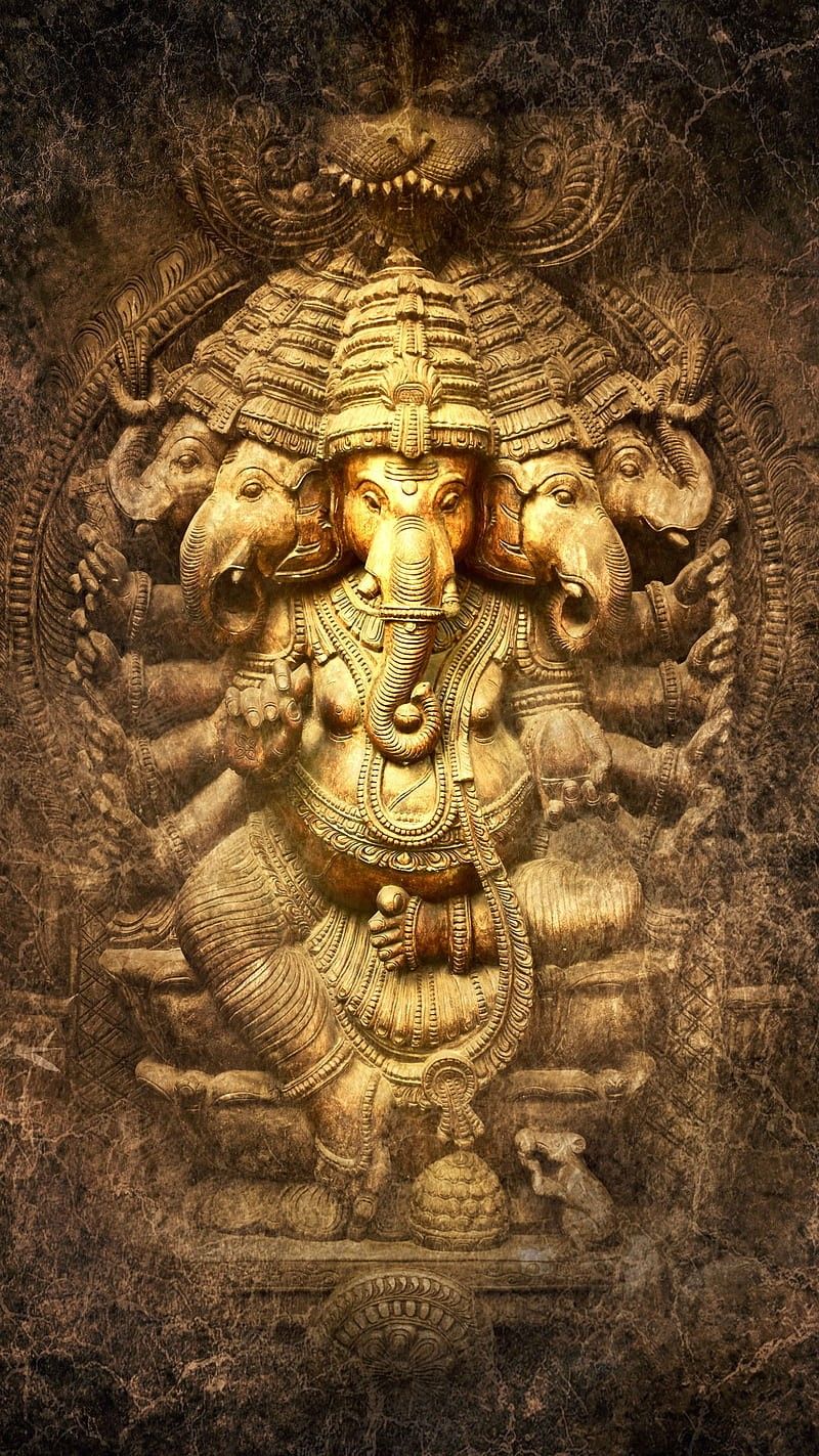 Golden Ganesha artwork, divine and auspicious.