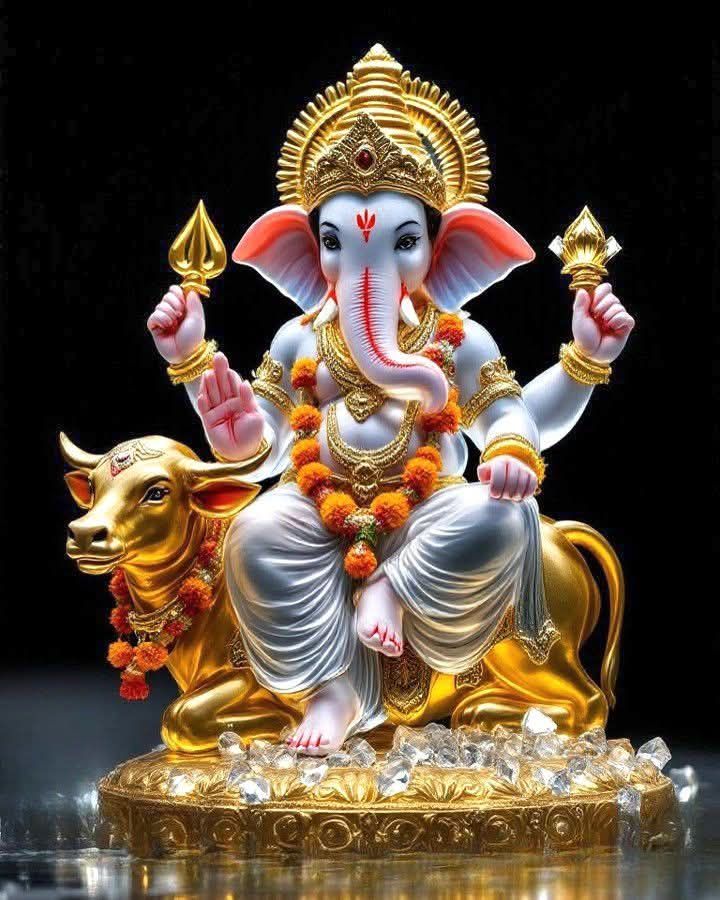 Lord Ganesha seated on mouse vahana