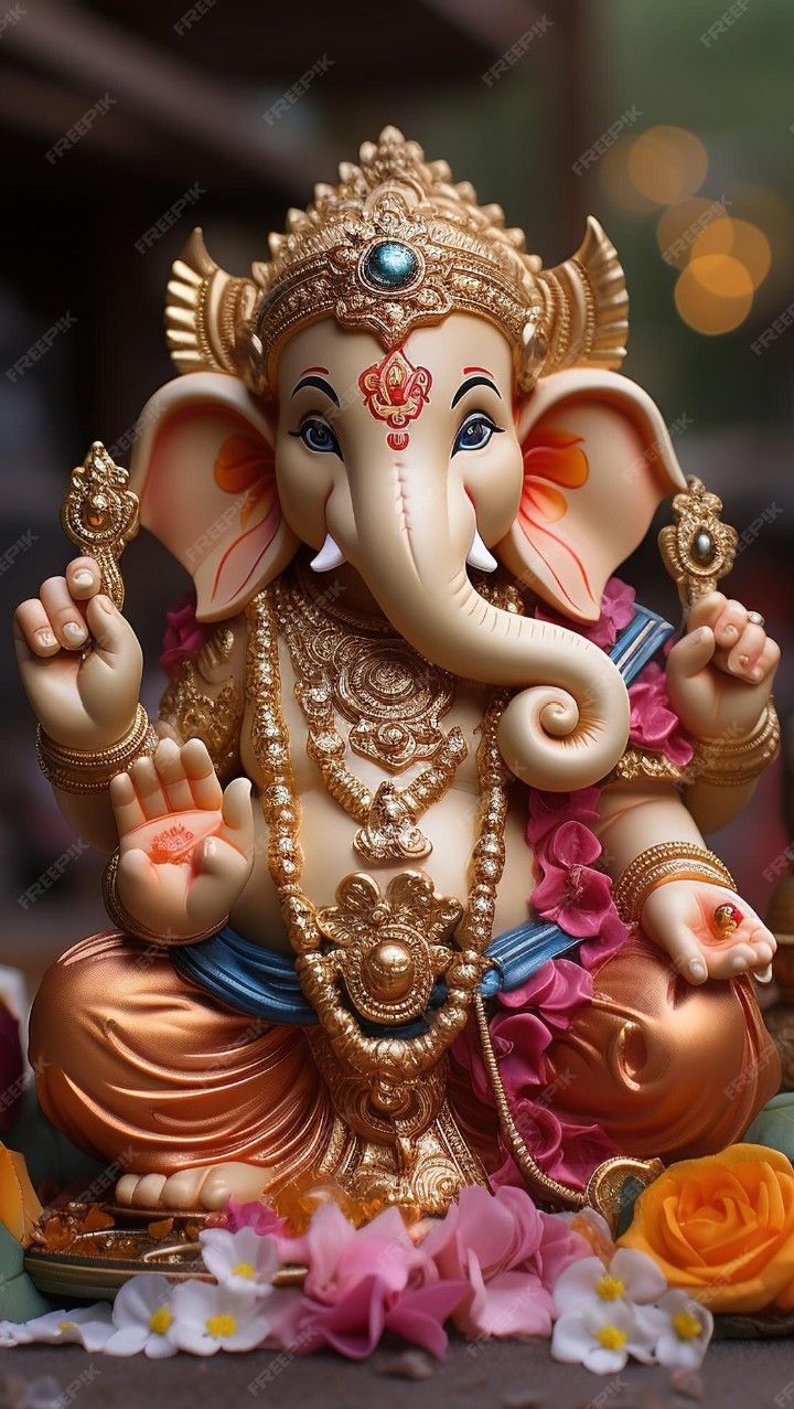 Lord Ganesha adorned in gold