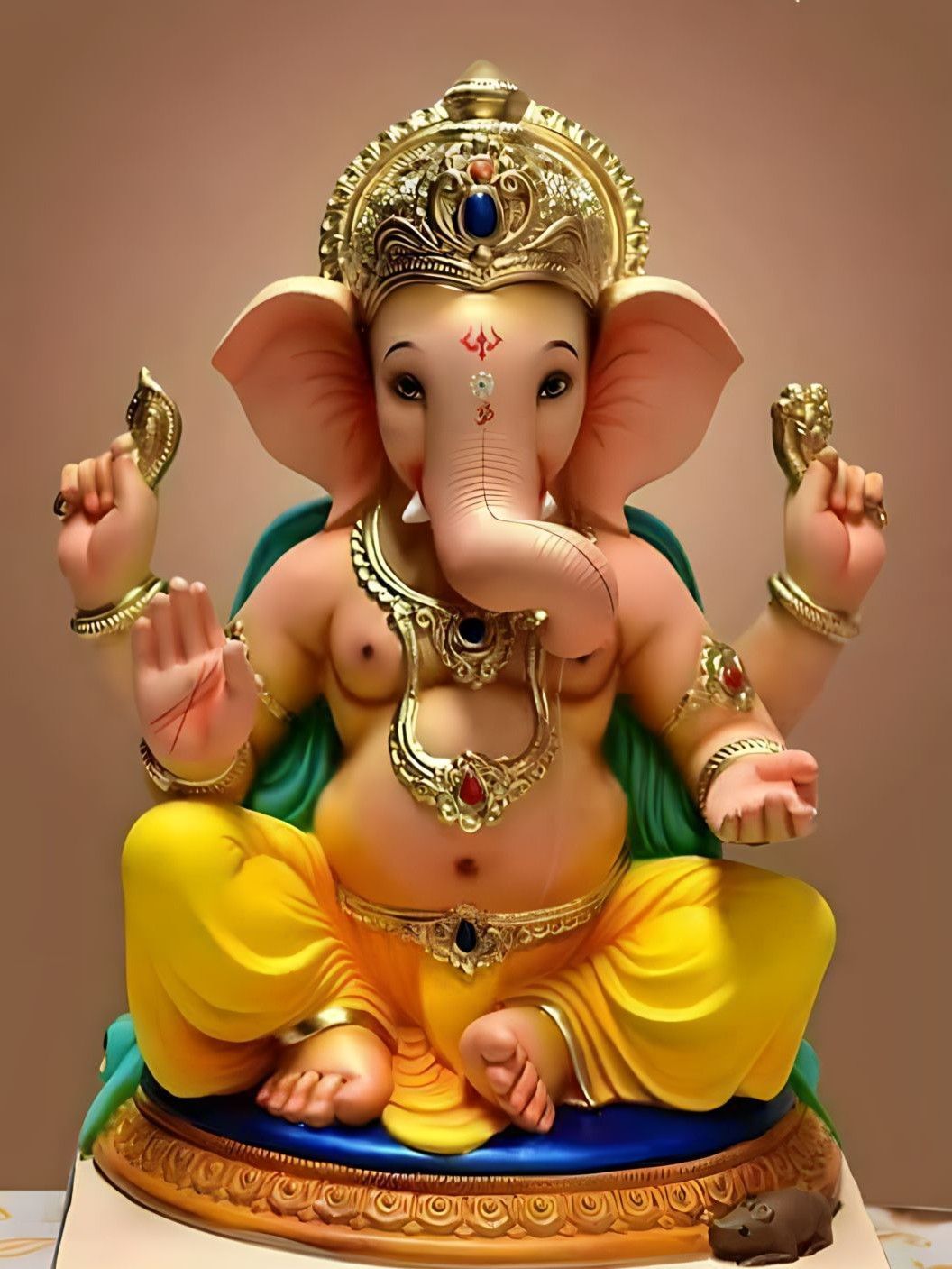 Golden Ganesha statue with blessings