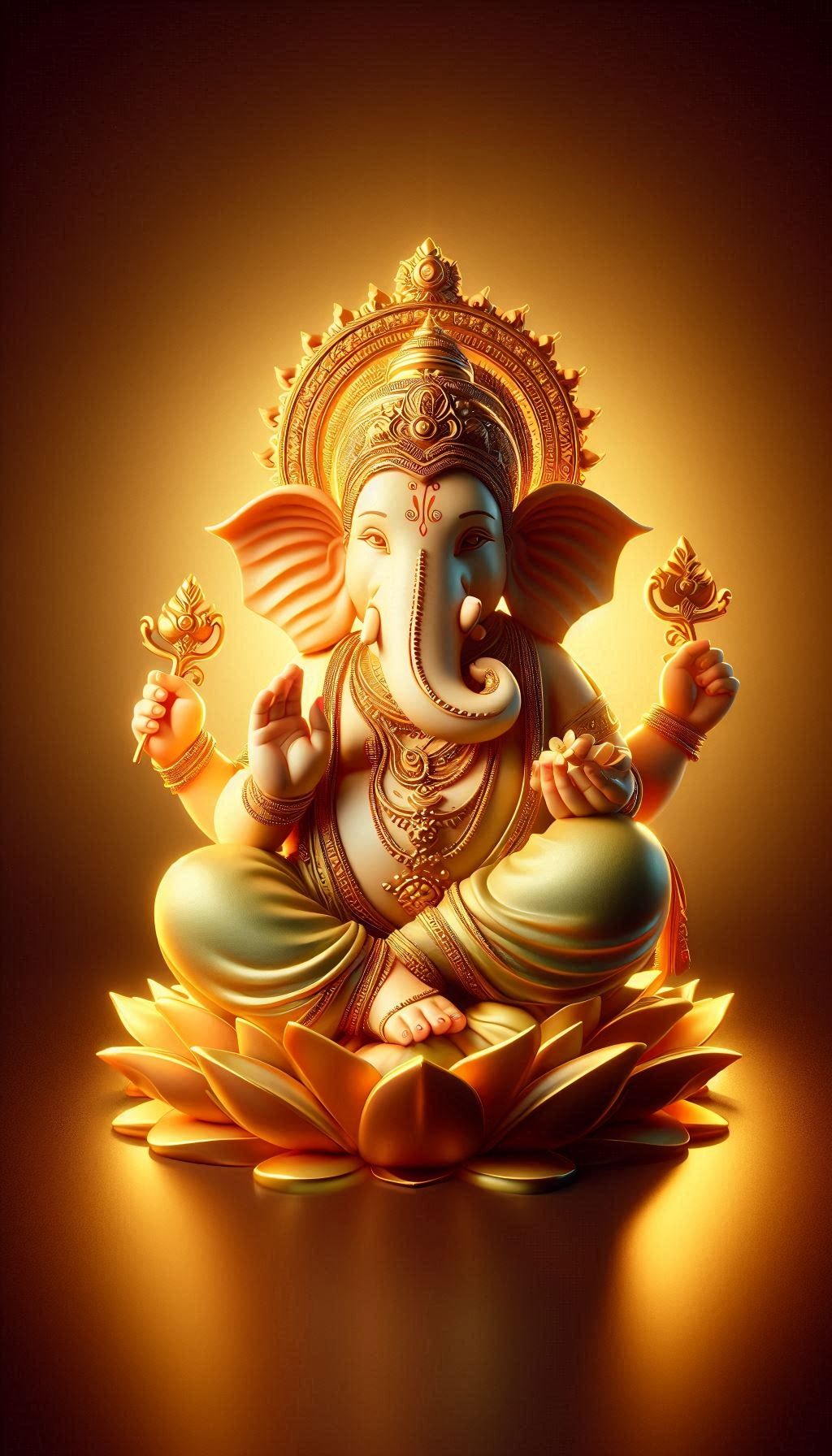 Lord Ganesha on a lotus flower.