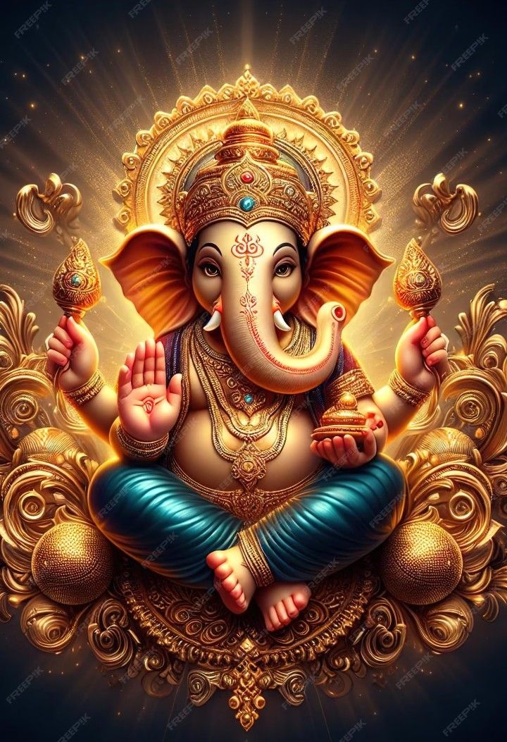 Lord Ganesha golden blessing wallpaper