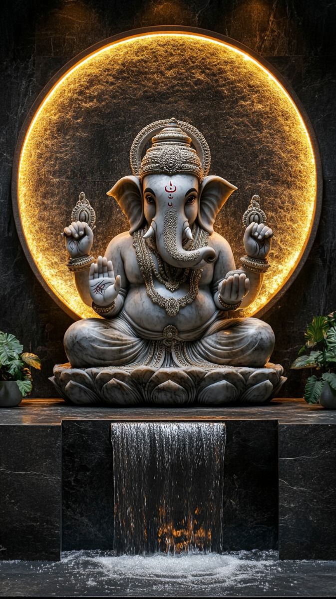 Lord Ganesha with golden halo