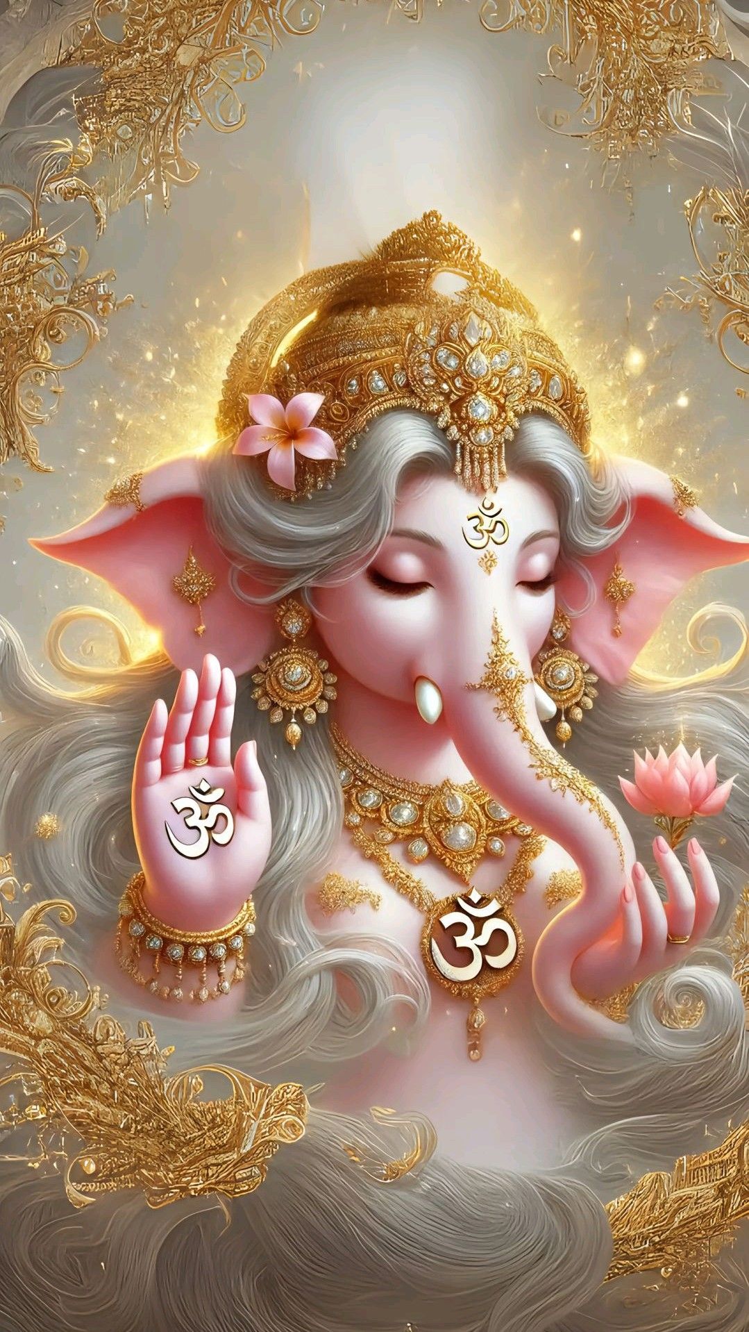 Golden Ganesha offering blessings