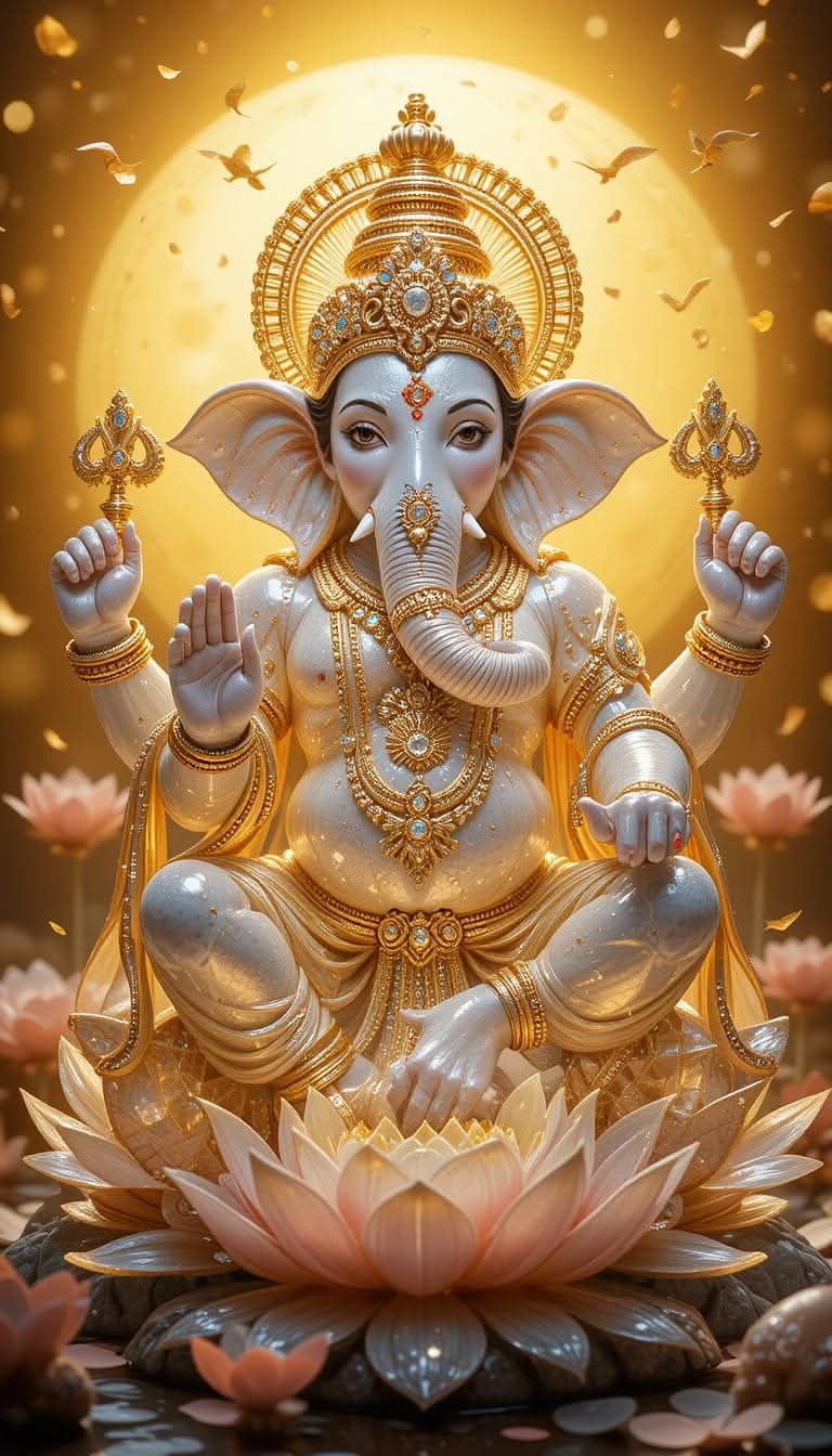 Lord Ganesha on a lotus flower