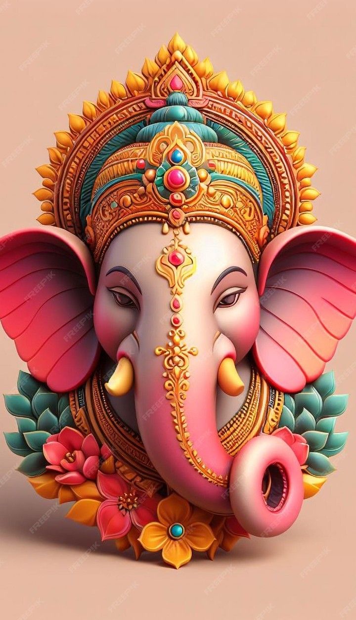 Close-up of divine Ganesha face.