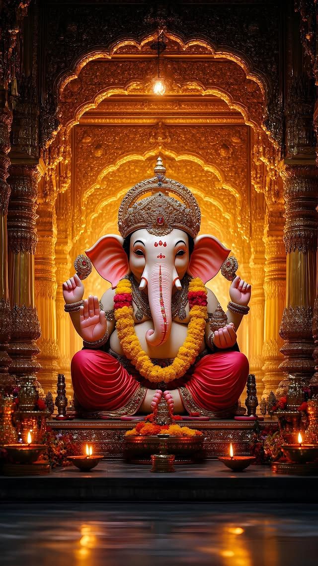 Lord Ganesha in a golden temple