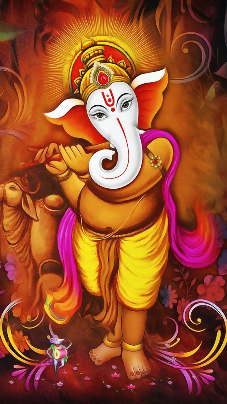 Lord Ganesha with modak and mouse