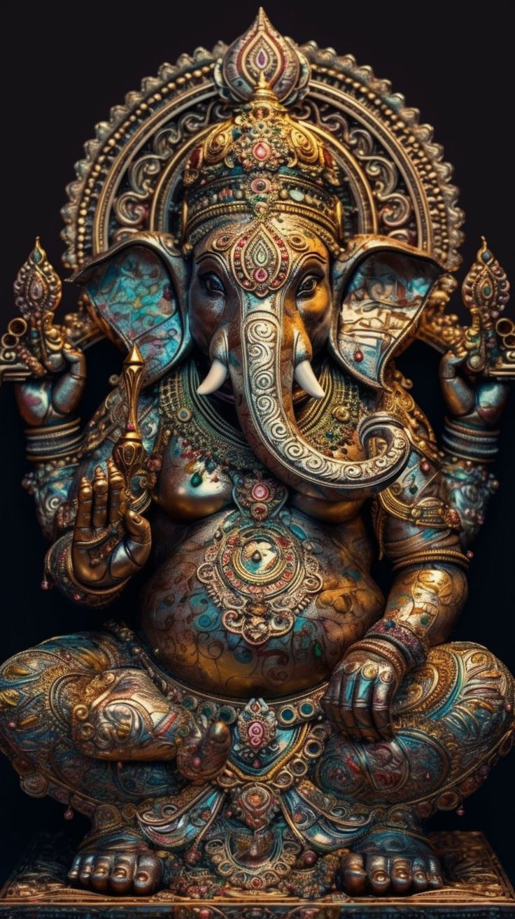 Golden Ganesha with intricate details
