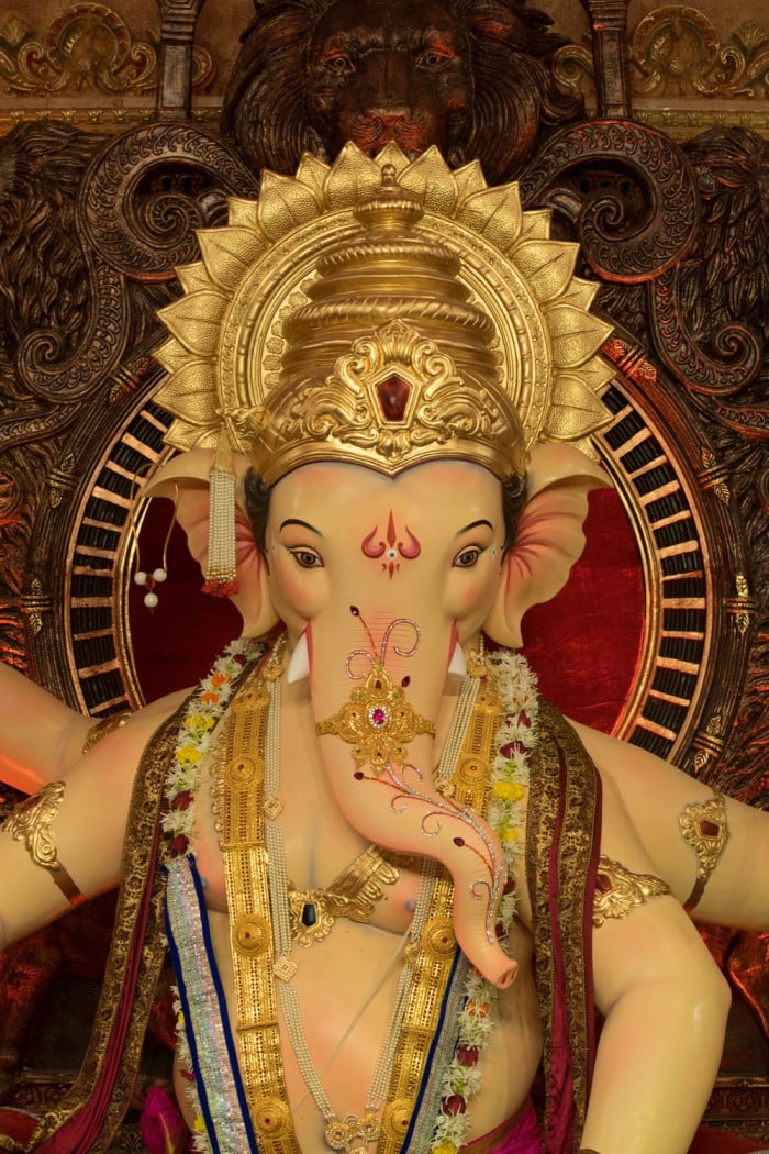 Golden Ganpati with intricate details