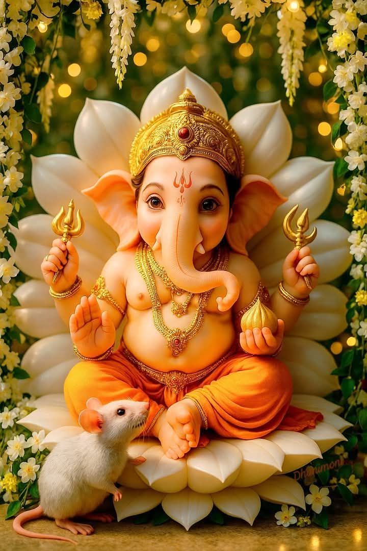 Lord Ganesha on a lotus flower