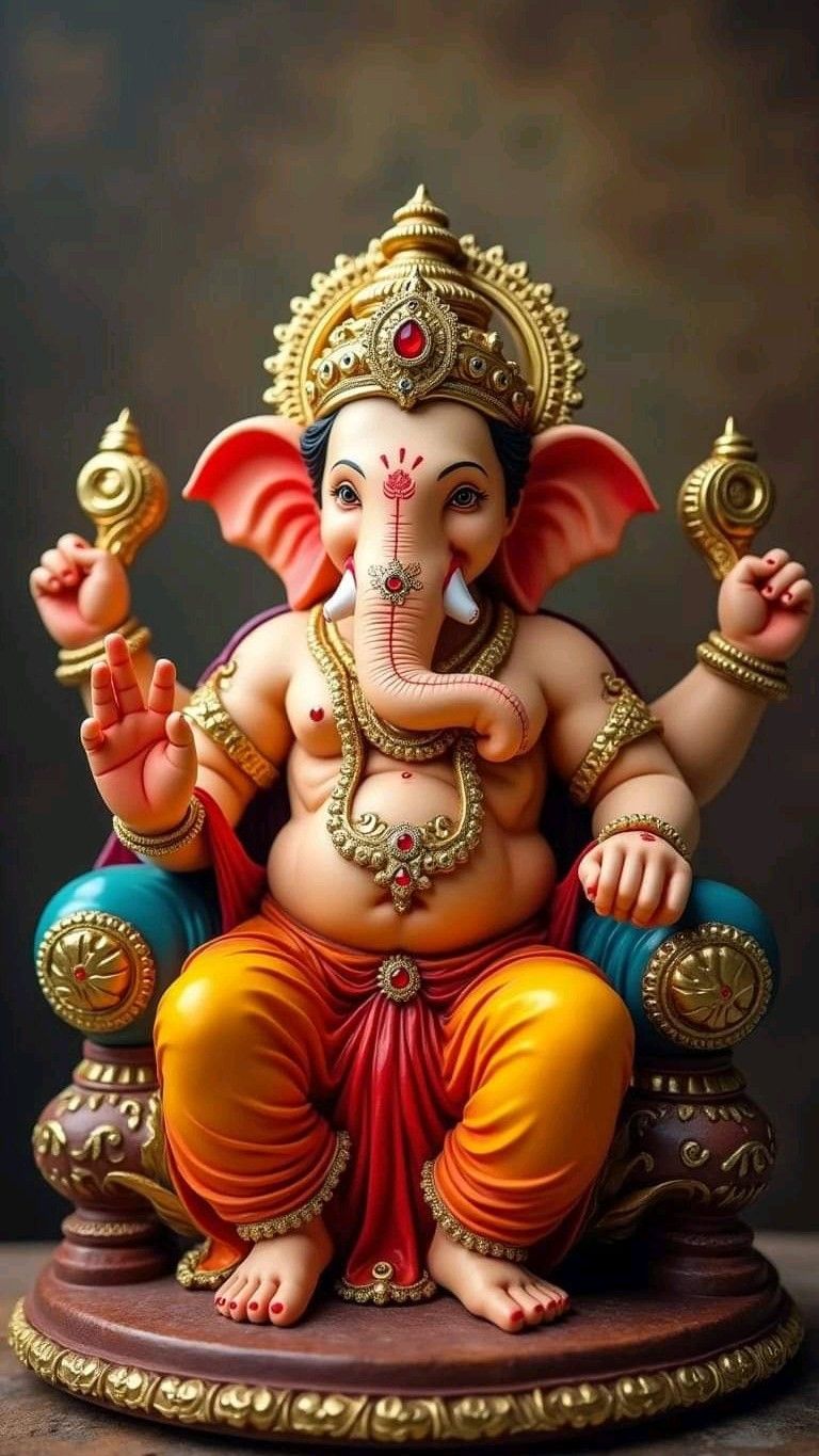 Golden Ganesha blessing devotees