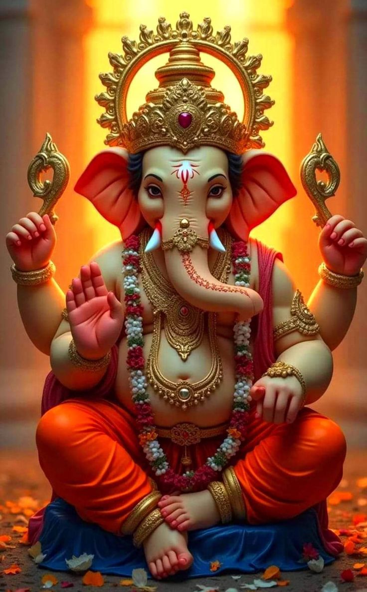 Lord Ganesha sitting in majestic pose